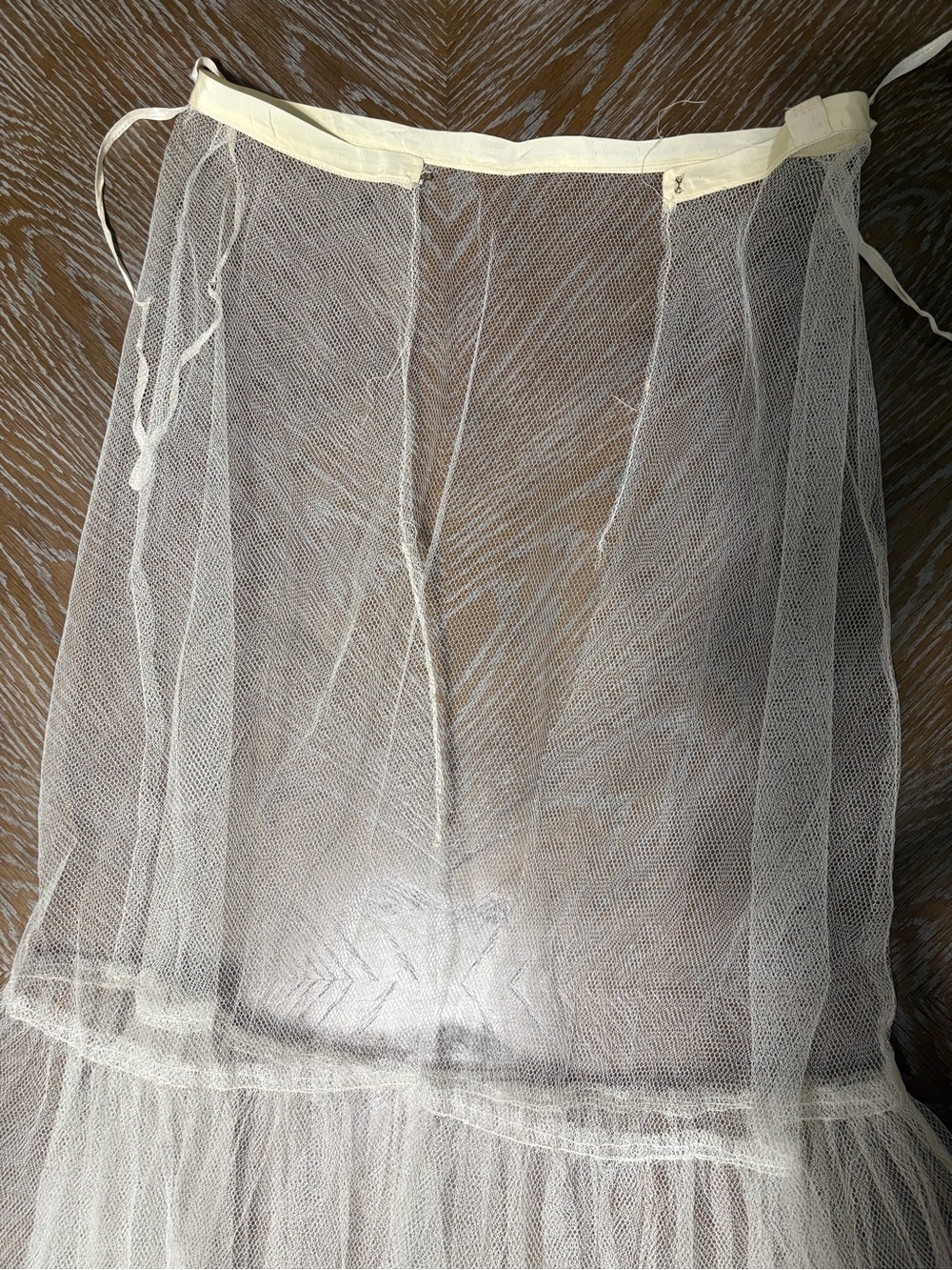 Vintage 1950s 1940s tulle Sheer Mesh full length ruffle petticoat underskirt - Picture 4 of 9